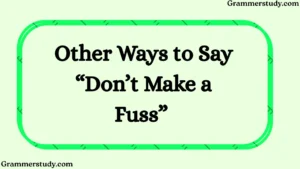 Other Ways to Say “Don’t Make a Fuss”