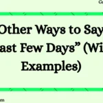 Other Ways to Say “Past Few Days” (With Examples)